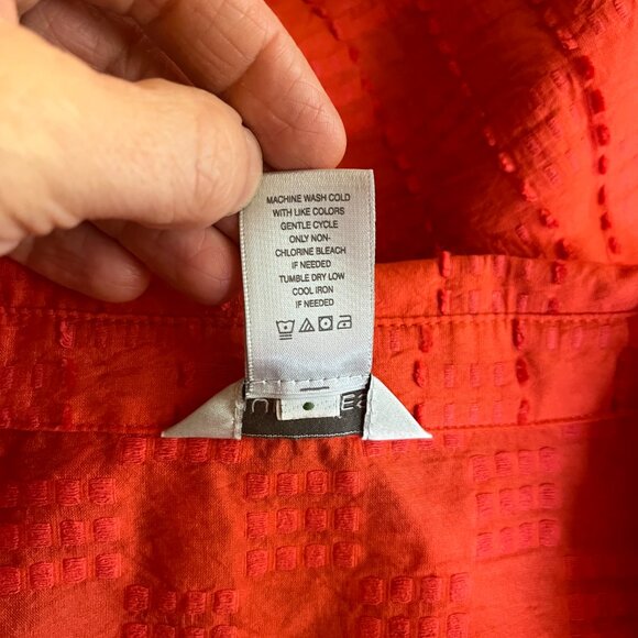 NWT Multiples Plus Size 2X Button-Front Tunic Shirt 3/4 Sleeves Textured Orange - Picture 10 of 10